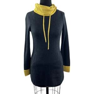 Cynthia Rowley Gray Yellow Sweater Cotton Turtleneck Pullover Size X-Small XS